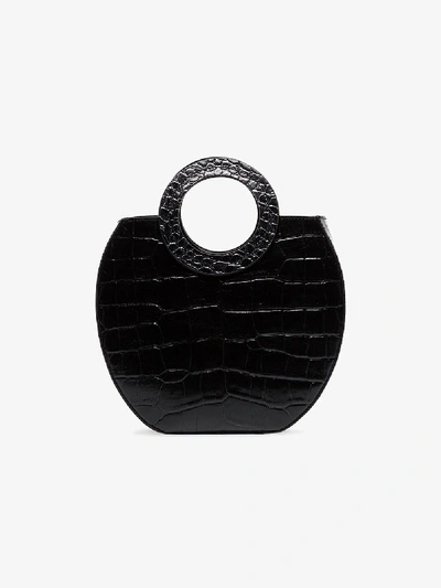 Shop Staud Black Frida Croc-effect Leather Tote Bag