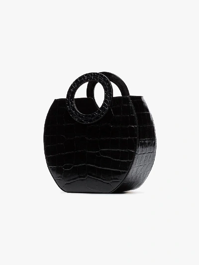 Shop Staud Black Frida Croc-effect Leather Tote Bag