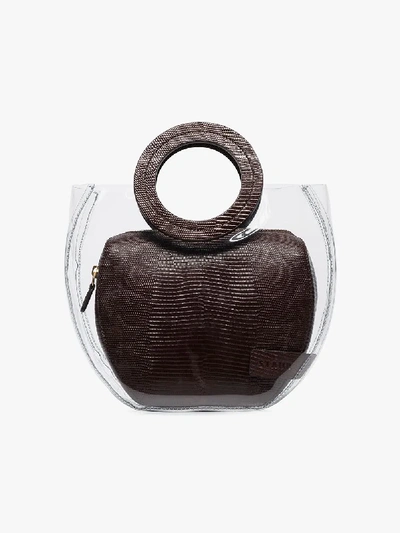 Shop Staud Brown Frida Lizard-effect Leather Tote Bag