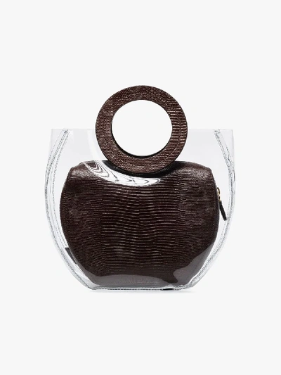 Shop Staud Brown Frida Lizard-effect Leather Tote Bag