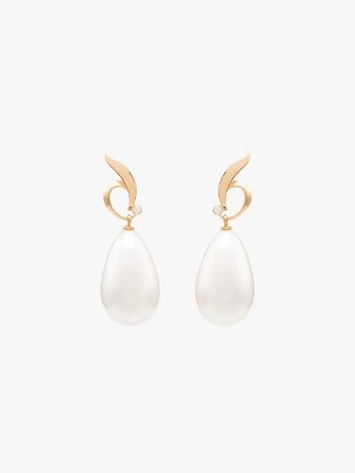 Shop Apples & Figs Gold-plated Goddess Pearl Drop Earrings