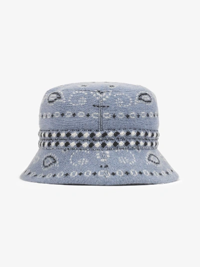Shop Alanui Blue Reseda Cashmere Bucket Hat