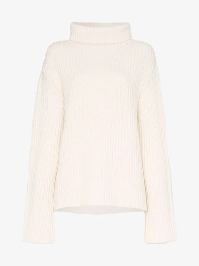 Shop Joseph Roll Neck Wool Sweater In White