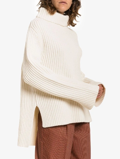 Shop Joseph Roll Neck Wool Sweater In White
