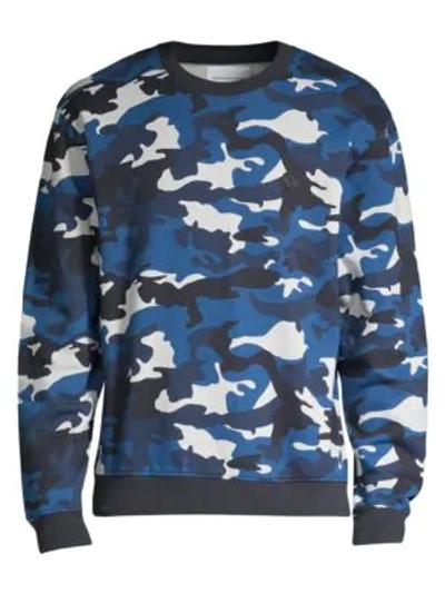 Shop The Kooples Long-sleeve Camo Sweatshirt In Blue Camo
