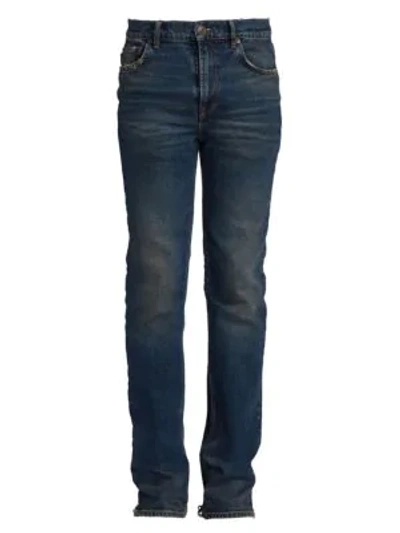 Shop Balenciaga Fitted Five-pocket Jeans In Dark Indigo