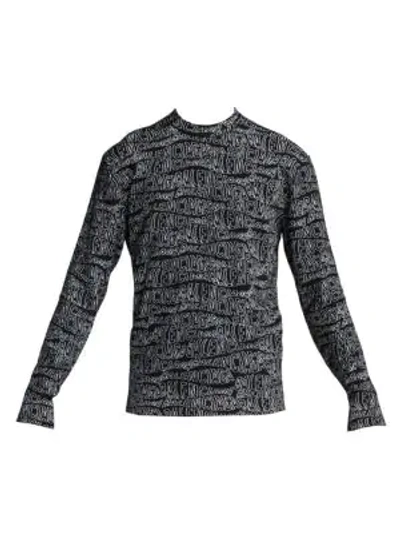 Shop Balenciaga Logo Virgin Wool-blend Crew Sweater In Black