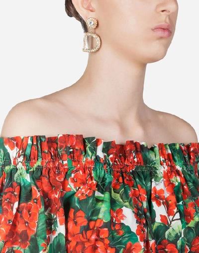 Shop Dolce & Gabbana Portofino-print Poplin Top In Floral Print