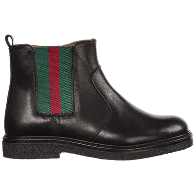 Shop Gucci Boys Shoes Baby Child  Boots Leather In Black