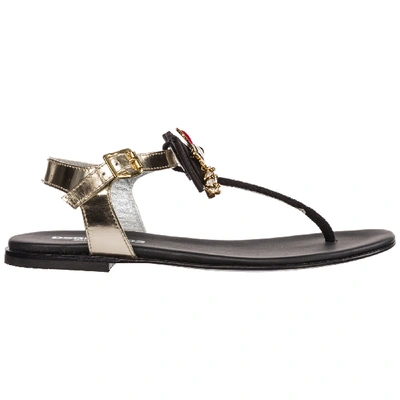 Shop Dsquared2 Girls Sandals Baby Child Leather In Black