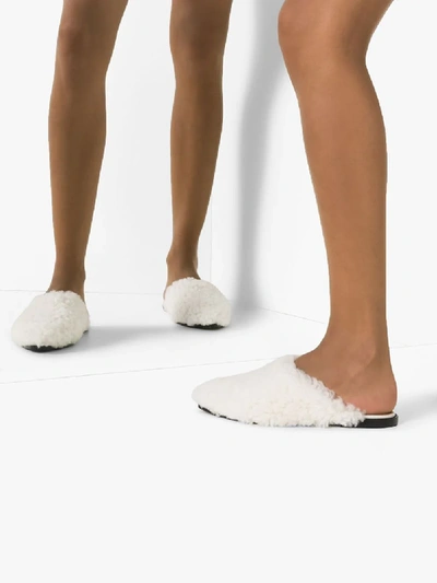 Shop Atp Atelier Anzi Flat Shearling Slippers In White