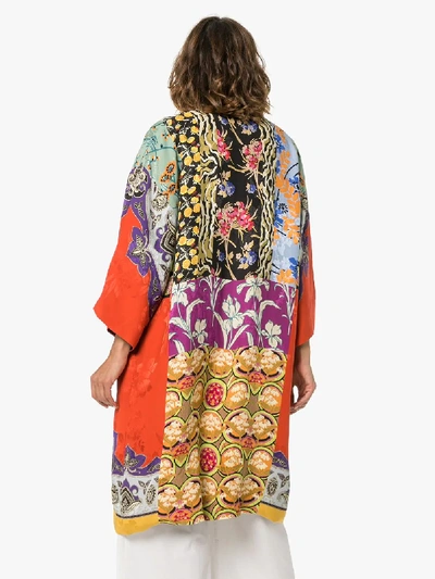 Shop Etro Patch Print Jacquard Kimono In Multicolour