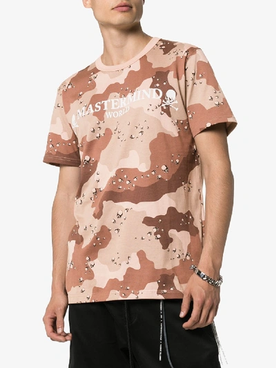 Shop Mastermind Japan Camouflage Logo Print Cotton T-shirt In Brown