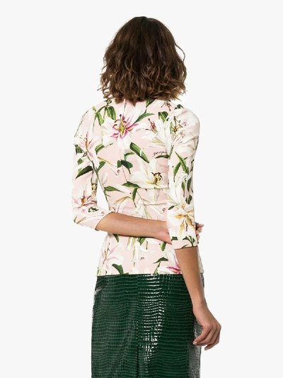 Shop Dolce & Gabbana Cady Lily Print Top In Pink