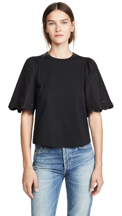 Shop See By Chloé Puff Sleeve Tee In Black