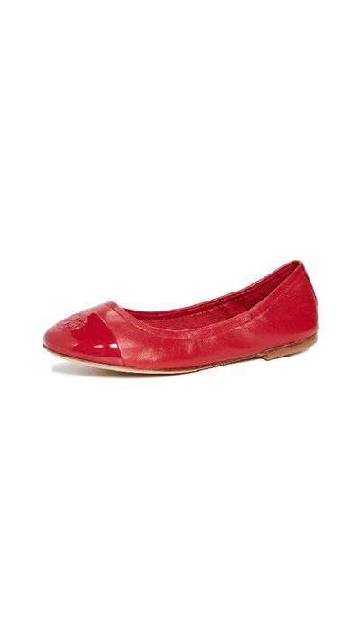 Shop Tory Burch Exclusive Cap Toe Ballet Flats In Red/red