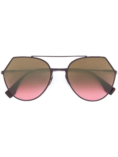 Shop Fendi Eyewear Eyeshine Sunglasses - Brown