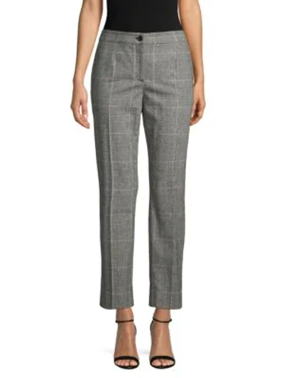 Shop Dolce & Gabbana Windowpane Wool Blend Dress Pants In Grey