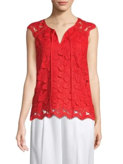 Shop Laundry By Shelli Segal Venise Lace Tank In Hibiscus