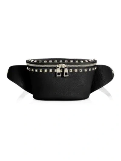 Shop Valentino Garavani Rockstud Leather Belt Bag In Black