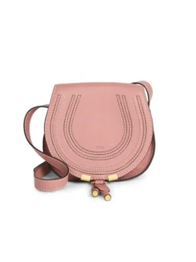 Shop Chloé Small Marcie Leather Saddle Bag In Rusty Pink