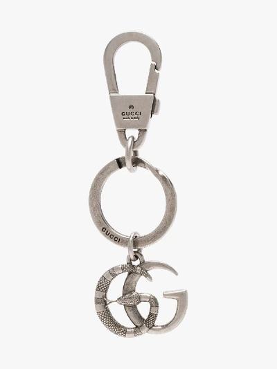 Shop Gucci Double G With Snake Keychain In Metallic