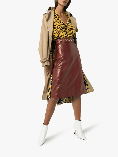Shop Gucci Horsebit Detail Leather Skirt In Brown