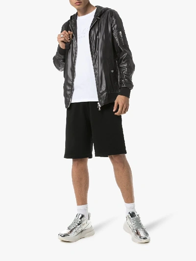 Shop Balmain Full-zipped Hooded Jacket In Black