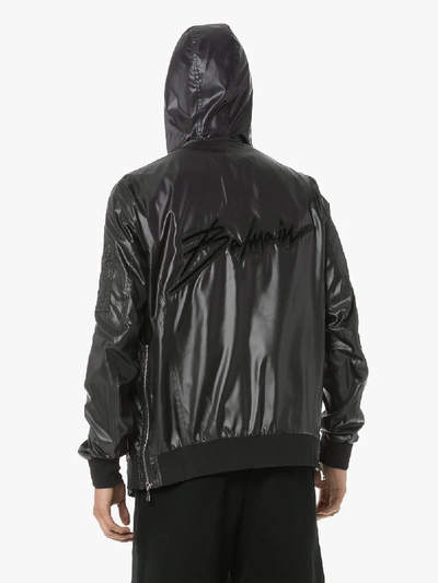 Shop Balmain Full-zipped Hooded Jacket In Black