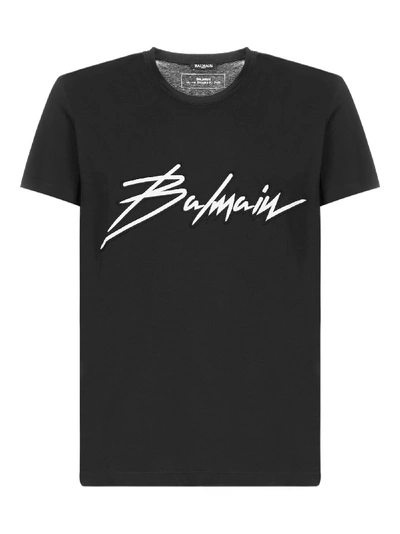 Shop Balmain Short Sleeve T-shirt In Noir