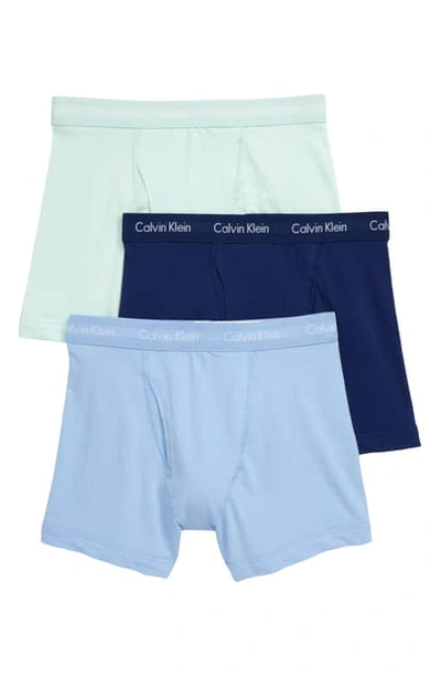 Shop Calvin Klein 3-pack Boxer Briefs In Wedgewood/ Green/ Blue