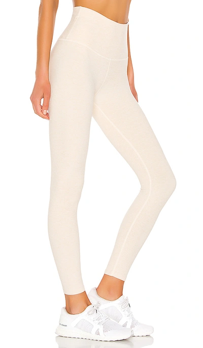 Shop Beyond Yoga Spacedye Caught In The Midi High Waisted Legging In Cream. In Sandstone & Almond
