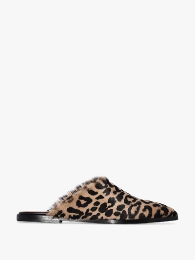 Shop Atp Atelier Brown And Black Anzi Flat Leopard Print Slippers