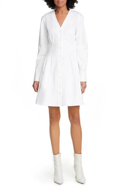 Shop Tibi Dominic Long Sleeve Twill Shirtdress In White