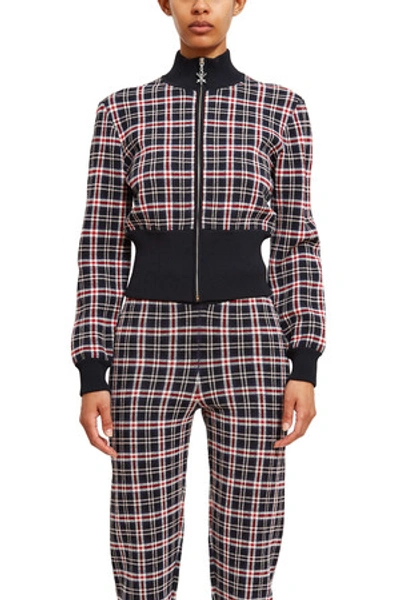 Shop Opening Ceremony Plaid Knit Track Jacket In Collegiate Navy Mult
