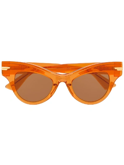 Shop Bottega Veneta Oversized Sunglasses In Orange