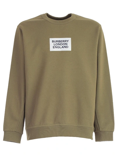 Shop Burberry Sweatshirt Crew Neck In Dark Moss