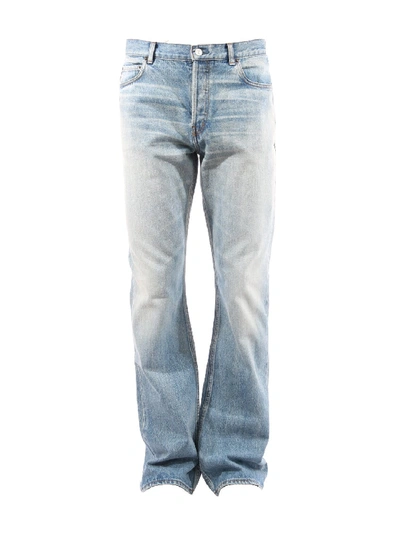 Shop Balenciaga Faded Straight Cut Jeans In Blue