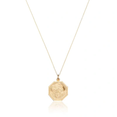 Lily & Roo Men's Small Solid Gold Octagon St Christopher Necklace