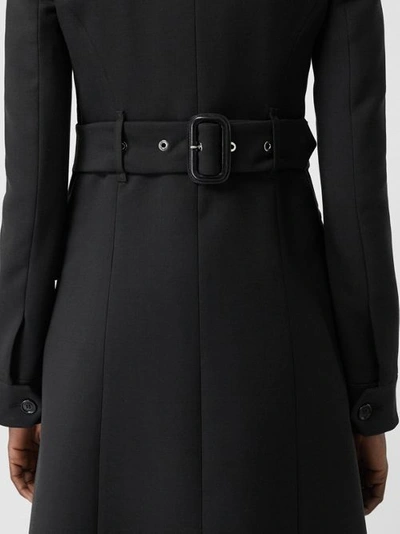 Shop Burberry Wool Silk Tailored Coat In Black