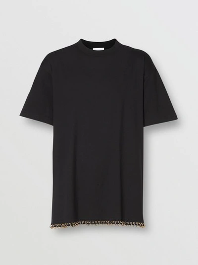 Shop Burberry Ring-pierced Cotton Oversized T-shirt In Black