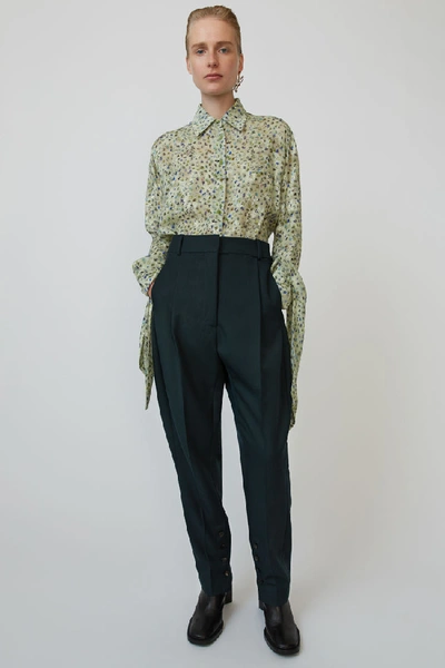 Shop Acne Studios Pleated Trousers Deep Green