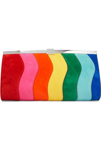 Shop Christian Louboutin Palmette Suede Clutch In Pink