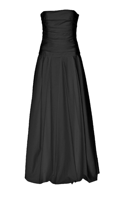 Shop Khaite Ingrid Strapless Cotton-taffeta Gown In Black