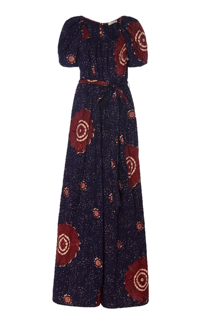 Shop Ulla Johnson Perla Printed Cotton-poplin Jumpsuit In Navy