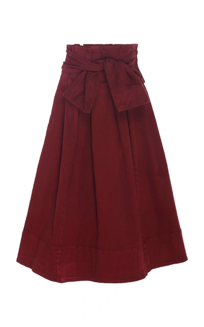 Shop Ulla Johnson Virgil Stretch Denim A-line Skirt In Burgundy