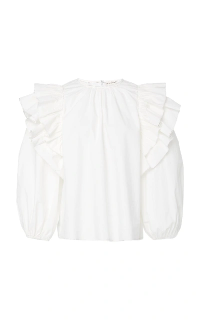 Shop Ulla Johnson Caasi Ruffled Cotton Blouse In White