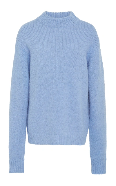 Shop Tibi Cozette Alpaca Sweater Easy Pullover In Blue