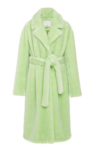 Shop Tibi Luxe Faux Fur Oversized Trench In Green
