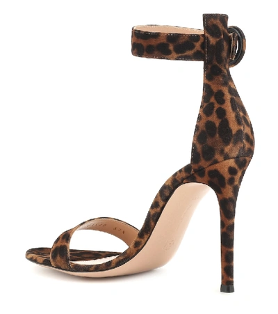 Shop Gianvito Rossi Portofino 105 Leopard-print Sandals In Brown